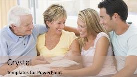  Presentation with grandparents - Colorful PPT theme enhanced with parents and grandparents with baby backdrop and a coral colored foreground