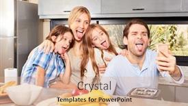  Presentation with stick kids - Presentation theme with parents-and-kids-stick-out background and a coral colored foreground