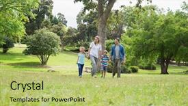  Presentation with children parents - PPT layouts with parents and kids walking background and a yellow colored foreground