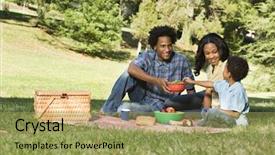  Presentation with college education happy smiling - Cool new slides with parents and son having picnic backdrop and a yellow colored foreground