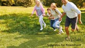  Presentation with children parents - Presentation theme with parents-and-two-children-run background and a gold colored foreground