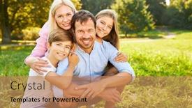  Presentation with children parents - PPT theme enhanced with parents-and-two-children background and a coral colored foreground