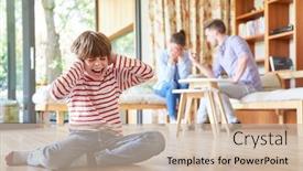  Presentation with divorce - Beautiful presentation design featuring parents argue about separation and divorce in front of their screaming child backdrop and a soft green colored foreground