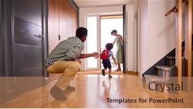  Presentation with new parents at home baby - Slide deck consisting of parents-at-home-helping-son background and a coral colored foreground