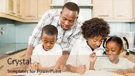  Presentation with black parents - Cool new slides with parents checking children homework backdrop and a coral colored foreground