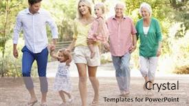  Presentation with generation family farm - Colorful presentation enhanced with parents children - three generation family on country backdrop and a soft green colored foreground