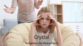  Presentation with daughter mother - Cool new slide deck with quarrel between mother and daughter at home backdrop and a coral colored foreground