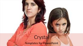  Presentation with mad children - Slide deck featuring children fighting - young latin mother and her background and a coral colored foreground