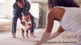  Presentation with baby walk - Cool new slide set with parents-encouraging-smiling-baby-daughter backdrop and a coral colored foreground