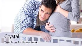  Presentation with expecting parents - Audience pleasing slides consisting of young parents expecting their first backdrop and a light blue colored foreground