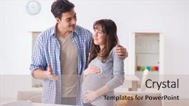  Presentation with expecting parents - Colorful PPT theme enhanced with parents expecting their first baby backdrop and a mint green colored foreground