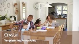  Presentation with parents and children - PPT theme consisting of parents helping children with homework background and a coral colored foreground