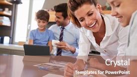  Presentation with parent and children - Beautiful PPT layouts featuring parents helping children with homework backdrop and a coral colored foreground