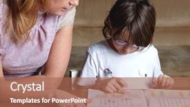  Presentation with indian mother son - Audience pleasing PPT theme consisting of parents helping school - mother helps her son backdrop and a coral colored foreground