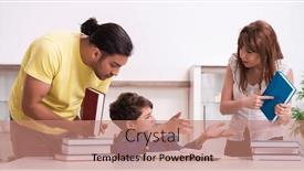  Presentation with parents - Slide set with parents-helping-their-son background and a coral colored foreground