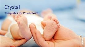 Presentation with parents - Presentation theme enhanced with parents holding baby feet background and a light blue colored foreground