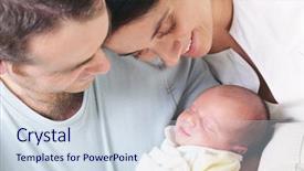  Presentation with newborn baby hospital - Presentation theme featuring parents holding their newborn baby background and a sky blue colored foreground