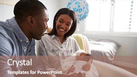  Presentation with newborn baby hospital - PPT layouts enhanced with parents home from hospital background and a coral colored foreground