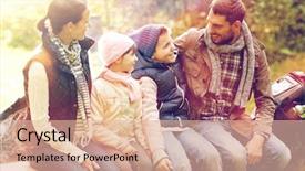  Presentation with family tourism - Slides consisting of parents kids - camping travel tourism hike background and a lemonade colored foreground