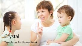  Presentation with children talking - Audience pleasing PPT layouts consisting of parents kids - mother talking to her children backdrop and a lemonade colored foreground