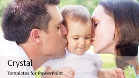  Presentation with mom baby - Beautiful presentation theme featuring parents kissing baby girl outdoors backdrop and a  colored foreground