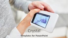  Presentation with video surveillance - Colorful presentation theme enhanced with parents look at a baby monitor with camera for video surveillance of babies backdrop and a lemonade colored foreground