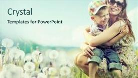  Presentation with love mother - PPT layouts consisting of parents love - happy mother with her boy background and a sky blue colored foreground