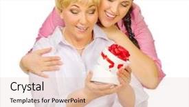  Presentation with gift - Cool new slides with parents love - senior and young woman backdrop and a lemonade colored foreground