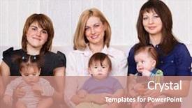  Presentation with babies - Cool new presentation theme with parents meeting - three women sitting with babies backdrop and a  colored foreground