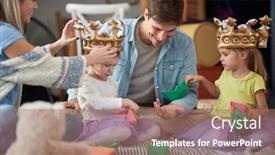  Presentation with children parents - PPT layouts with parents-playing-together background and a coral colored foreground