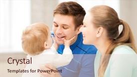  Presentation with happy baby - Presentation theme enhanced with parents playing with adorable baby background and a  colored foreground