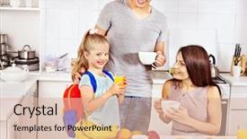  Presentation with school family - PPT layouts enhanced with parents prepare child for school background and a lemonade colored foreground