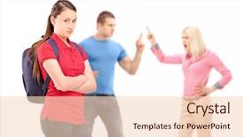  Presentation with camera - Theme featuring parents pressure - deppressed teenager looking at camera background and a lemonade colored foreground