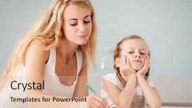  Presentation with sad child - Audience pleasing slides consisting of parents pressure - parent helps the child backdrop and a lemonade colored foreground