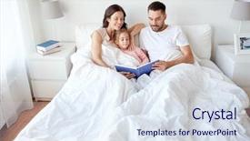  Presentation with family reading - Slide deck consisting of parents reading book in bed background and a  colored foreground