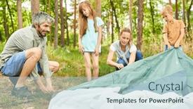 Presentation with tent - Slide deck consisting of parents-setting-up-tent background and a sky blue colored foreground