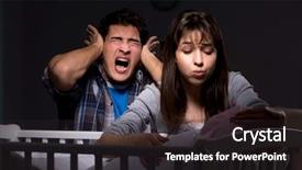  Presentation with newborn baby - Audience pleasing PPT theme consisting of parents sleepless with newborn baby backdrop and a wine colored foreground