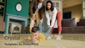  Presentation with video game - Presentation theme featuring parents-struggle-with-child-addicted background and a coral colored foreground