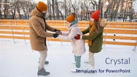  Presentation with ice rink - Amazing presentation design having parents-teaching-their-child backdrop and a sky blue colored foreground
