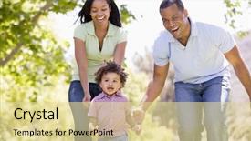  Presentation with family system - Slides with parents toddler - family running outdoors smiling background and a  colored foreground