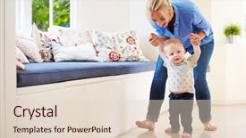  Presentation with mother son flowers - PPT layouts having parents toddler - mother helping young son background and a lemonade colored foreground