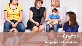  Presentation with children talking - Audience pleasing presentation consisting of parents toddler - women talking their children playing backdrop and a coral colored foreground