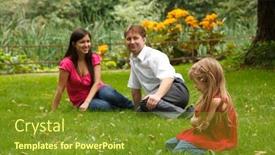  Presentation with parents - Colorful slides enhanced with parents together with little girl have rest in summer garden look at girl sitting on lawn backdrop and a tawny brown colored foreground