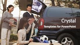  Presentation with moving and drving car - PPT layouts enhanced with reflection of the sun on the water surface background and a tawny brown colored foreground