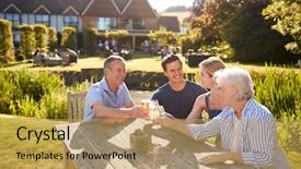  Presentation with offspring - Audience pleasing presentation consisting of parents with adult offspring enjoying backdrop and a yellow colored foreground