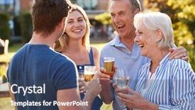  Presentation with offspring - Audience pleasing presentation theme consisting of parents with adult offspring enjoying backdrop and a ocean colored foreground