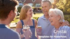  Presentation with offspring - Presentation theme enhanced with parents with adult offspring enjoying background and a coral colored foreground