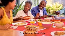  Presentation with offspring - Slide deck with parents-with-adult-offspring-sitting background and a  colored foreground