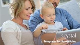  Presentation with digital parenting - Slide deck enhanced with parents with baby boy playing background and a coral colored foreground