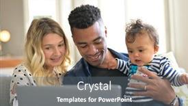  Presentation with baby girl - Beautiful slide deck featuring parents-with-baby-girl-using backdrop and a gray colored foreground